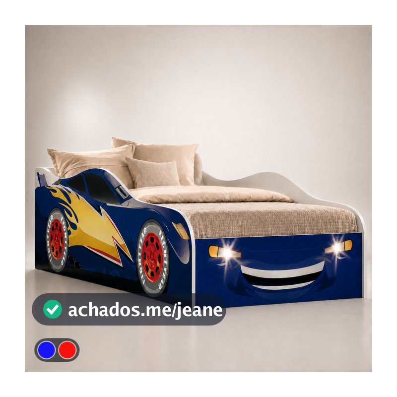 Cama Infantil Juvenil Menino Carrinho Proteção Com Colchao