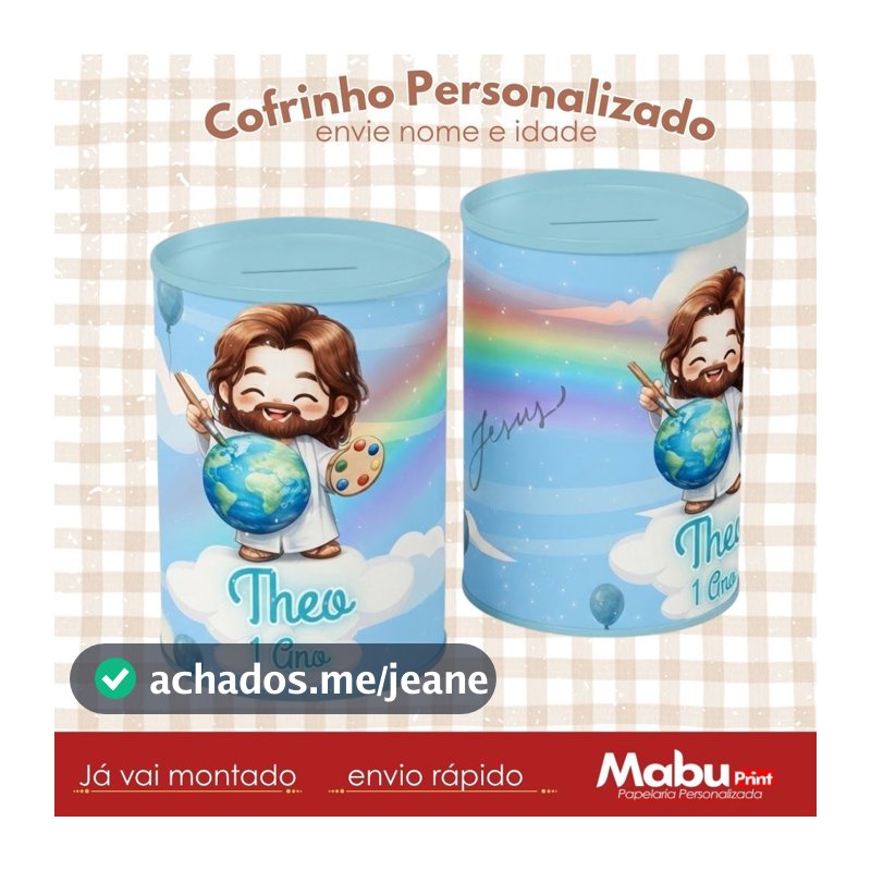 Cofrinho Personalizado - JESUS - Kit 10 até 40 unidades - ENVIAMOS MONTADO - FULL