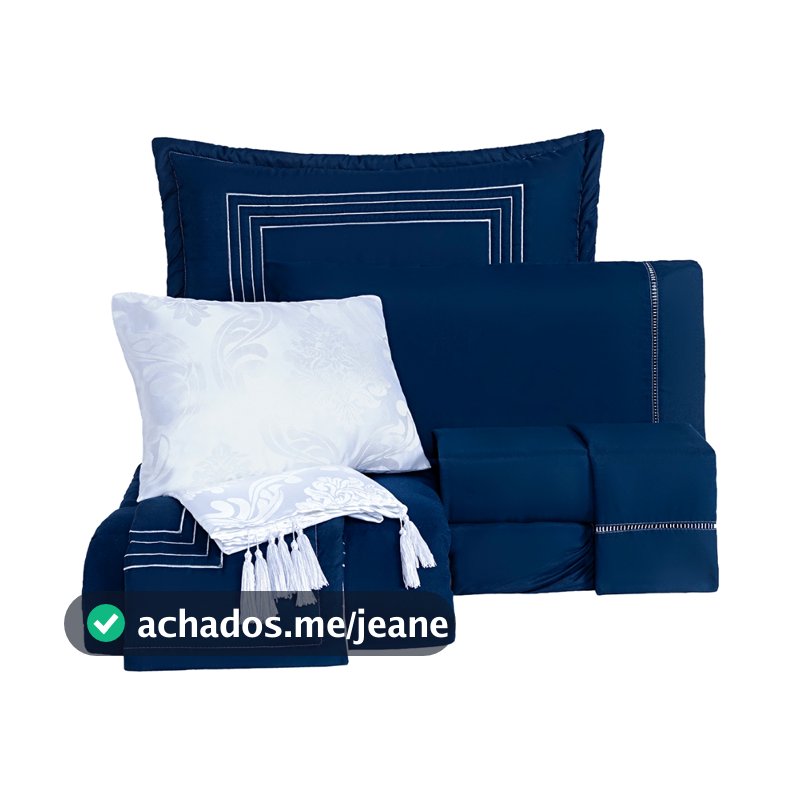 Kit Cama Enxoval Londres King 9 Peças Bordado Dupla Face