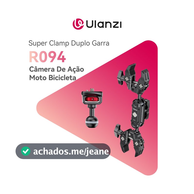 ULANZI CO17 Super Clamp Duplo Garra De Caranguejo 360° Para Moto Bicicleta E Câmera De Ação