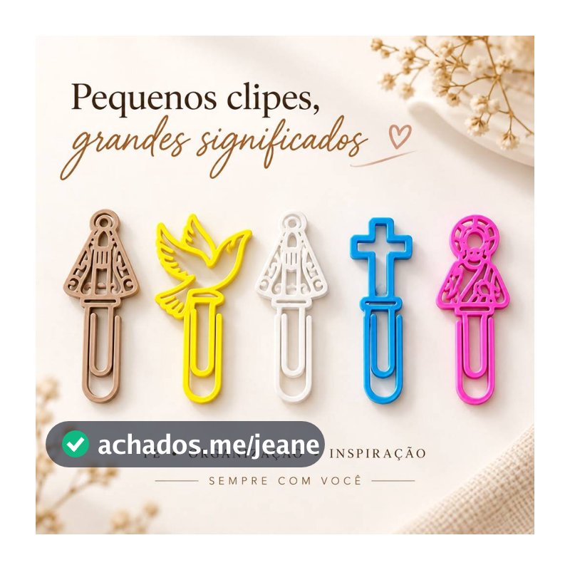 Kit 12 Marca Página Livro Bíblia Clips Cruz Nossa Senhora Aparecida Jesus Pomba Cristão Católico Lembrancinha