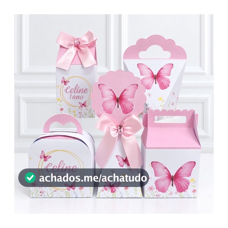 Kit Festa Personalizado JARDIM ENCANTADO DAS BOROBLETAS  Lembrancinhas Aniversário Infantil Caixinhas Personalizadas