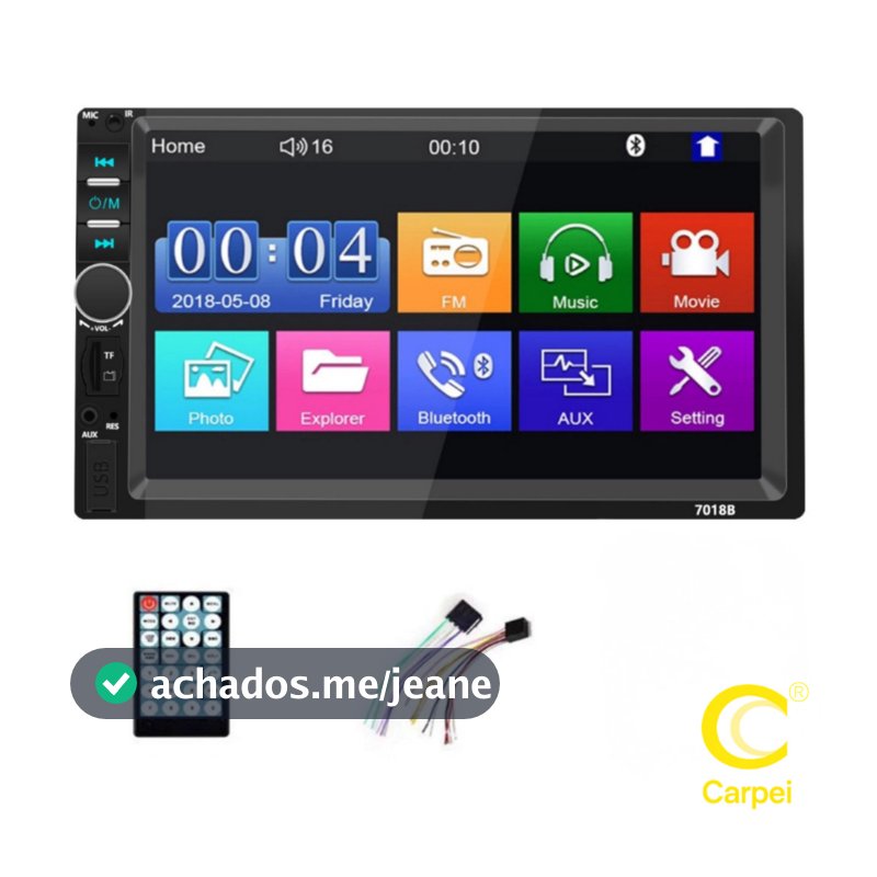 Central Multimídia MP5 Automotiva 7 Polegadas USB/AUX/TF Com Mirrorlink Touch Screen