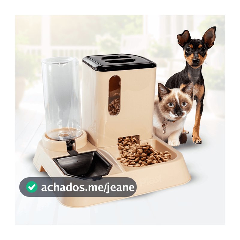 Comedouro e Bebedouro Automatico para Gatos e Cães Cachorros com Porta Ração petisco e aguá