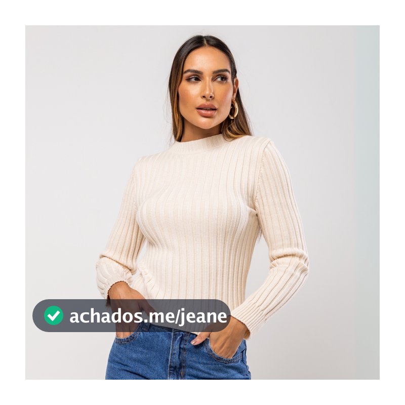 Blusa Canelada Feminina Manga Longa em Tricô