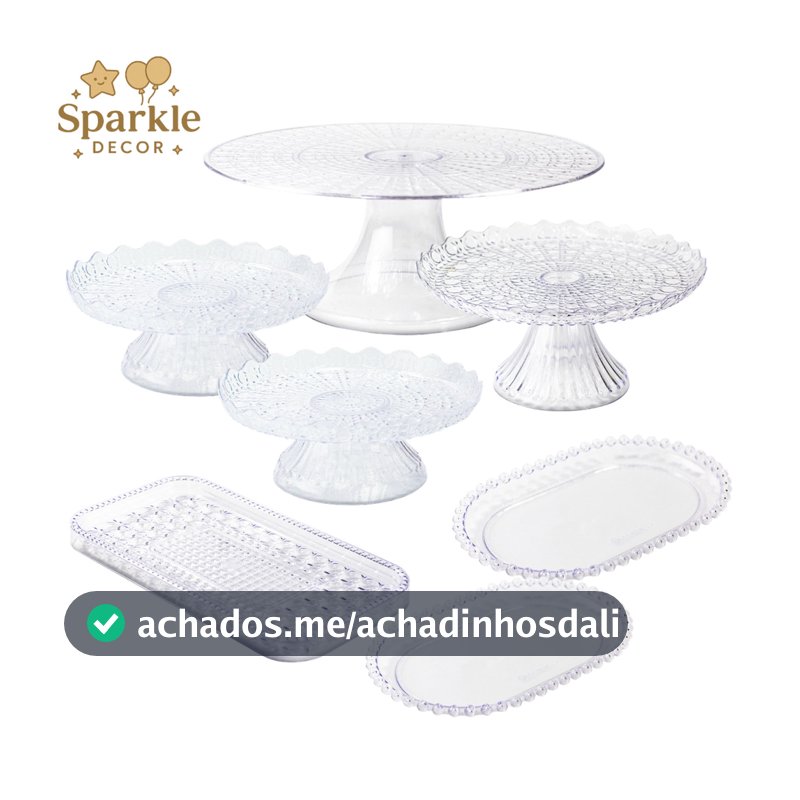 Kit Boleira Cone Esmeralda 32cm + 2 Cake Esmeralda 19x07 + 1 Cake Renda Esmeralda 22+ 2 Bandj Perola + 1 Bandj Esmeralda