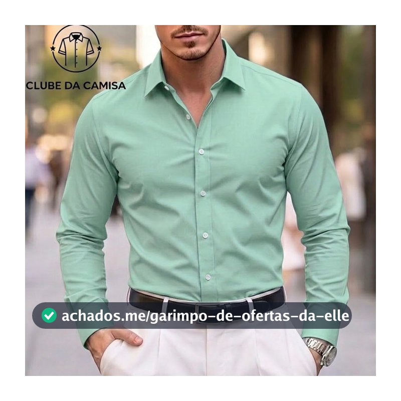 Camisa social de 100%microfibra, sem amassados, ideal para o dia a dia, estilo cavalheiresco, cor sólida, básica, resist