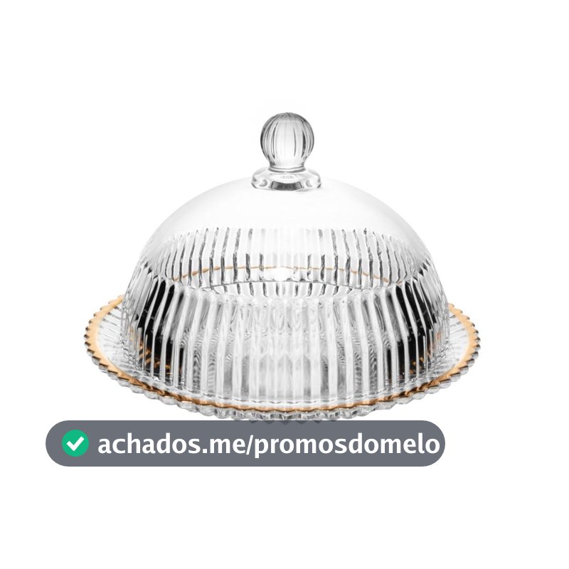 Queijeira Imperatriz de Cristal Fio de Ouro 20cm - Wolff