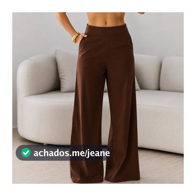 Calça pantalona Marrant Feminino Cintura Alta e Bolso Estilo Casual