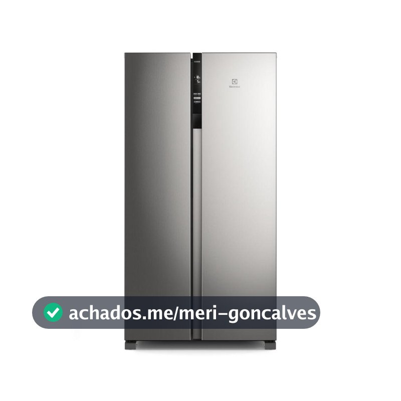 Geladeira Electrolux Frost Free Inverter 440L Efficient com AutoSense Side by Side cor Inox Look (IS4S)