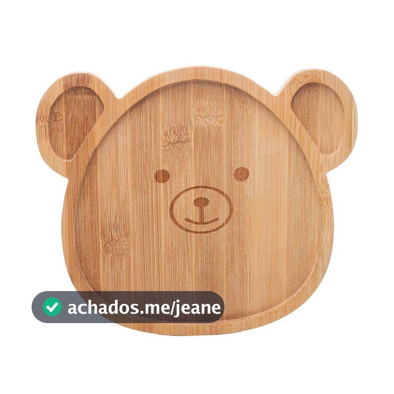 Prato Infantil Bear 23cm Bambu Lyor em Formato de Urso para Refeições Crianças Alimentação Mesa Infantil Leve e Prático