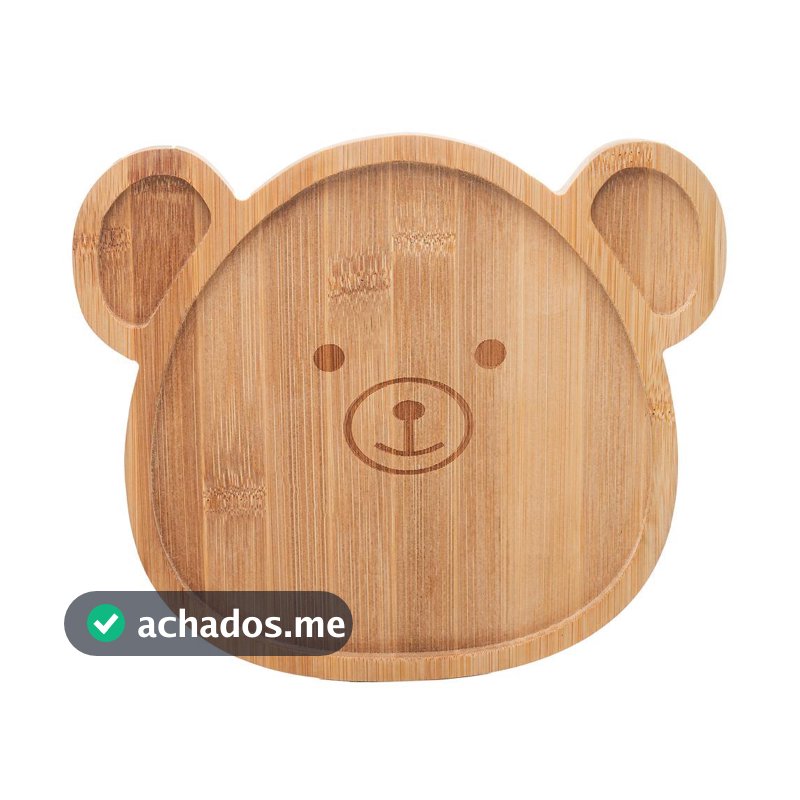 Prato Infantil Bear 23cm Bambu Lyor em Formato de Urso para Refeições Crianças Alimentação Mesa Infantil Leve e Prático