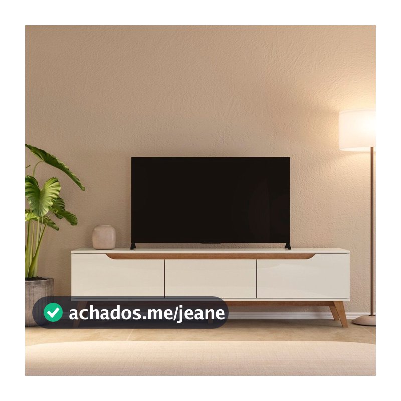 Rack para TV até 75 Polegadas MDF 180cm 2 Portas 1 Gaveta Liverpool Yescasa Off White/Cinamomo