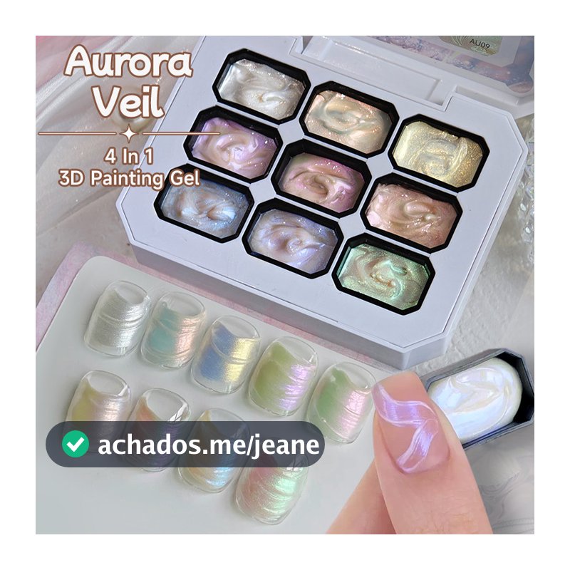 UR SUGAR 4 Em 1 9 Aurora Textura 3D Porta Gel Paleta Para Alívio Da Arte Do Prego Design Gradiente Carimbo UV/LED