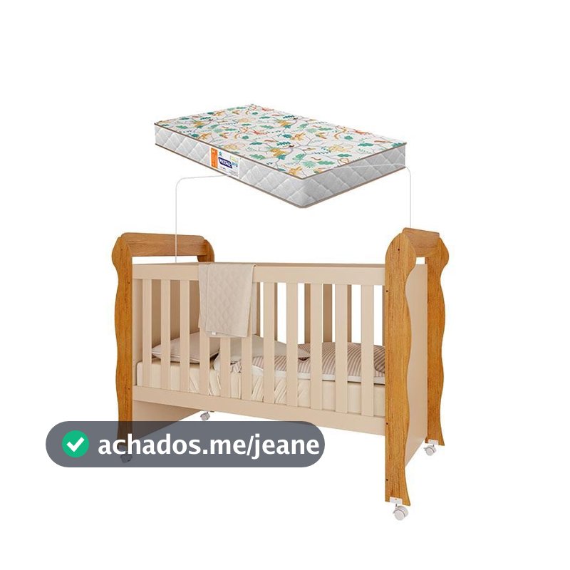 Berço Americano Mirelle Off White Bétula com Colchão Gazin– Carolina Baby