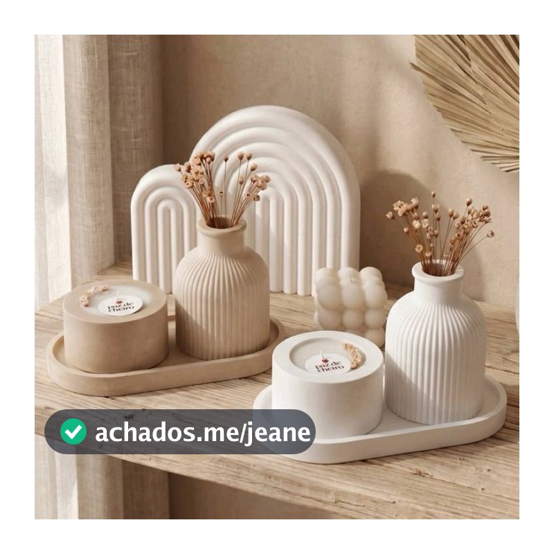 Kit AESTHETIC: Vaso + Bandeja + Vela Aromática | Produto Artesanal.