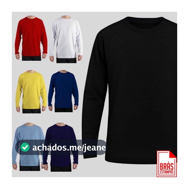 Blusa Masculina Manga Comprida 100% Algodão Lisa Inverno Frio Casual Conforto Durabilidade