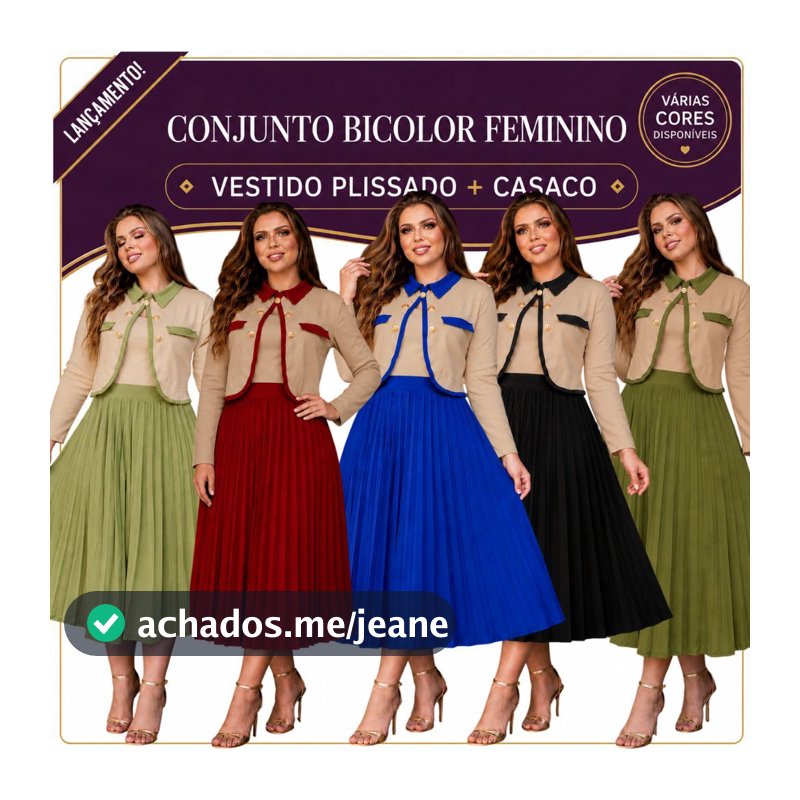 VESTIDO DE ALÇA MIDI PLISSADO + CASACO FEMININO EM CREPE LIVERPOOL MODA EVANGÉLICA; CASUAL; SOCIAL