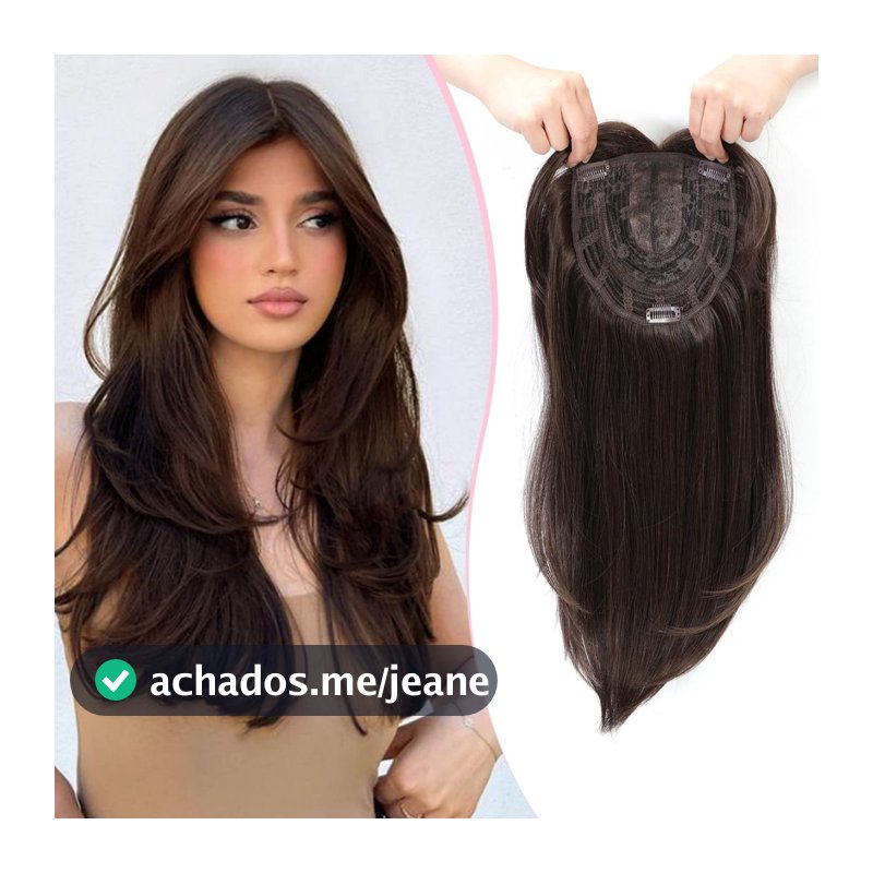 Toppers De Cabelo De 45 Cm Com Franja Para Mulheres Fibra Orgânica Queda