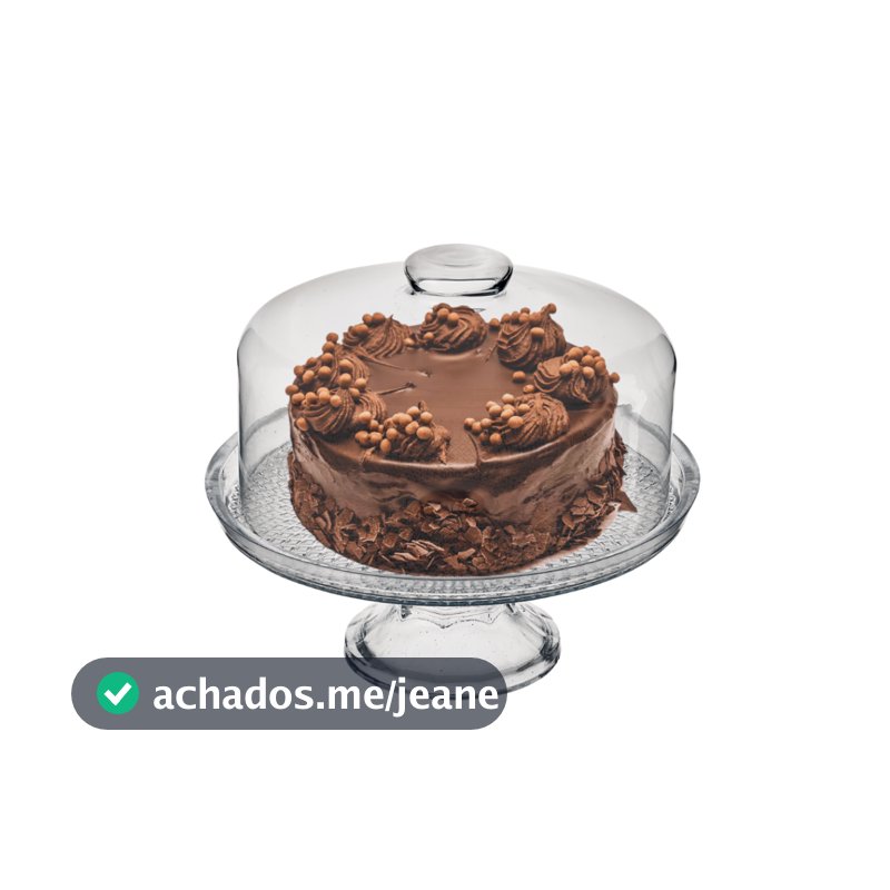 Boleira de Vidro com Pé e Tampa Vitazza Prato 28cm para Bolo, Doces, Sobremesas, Decoração