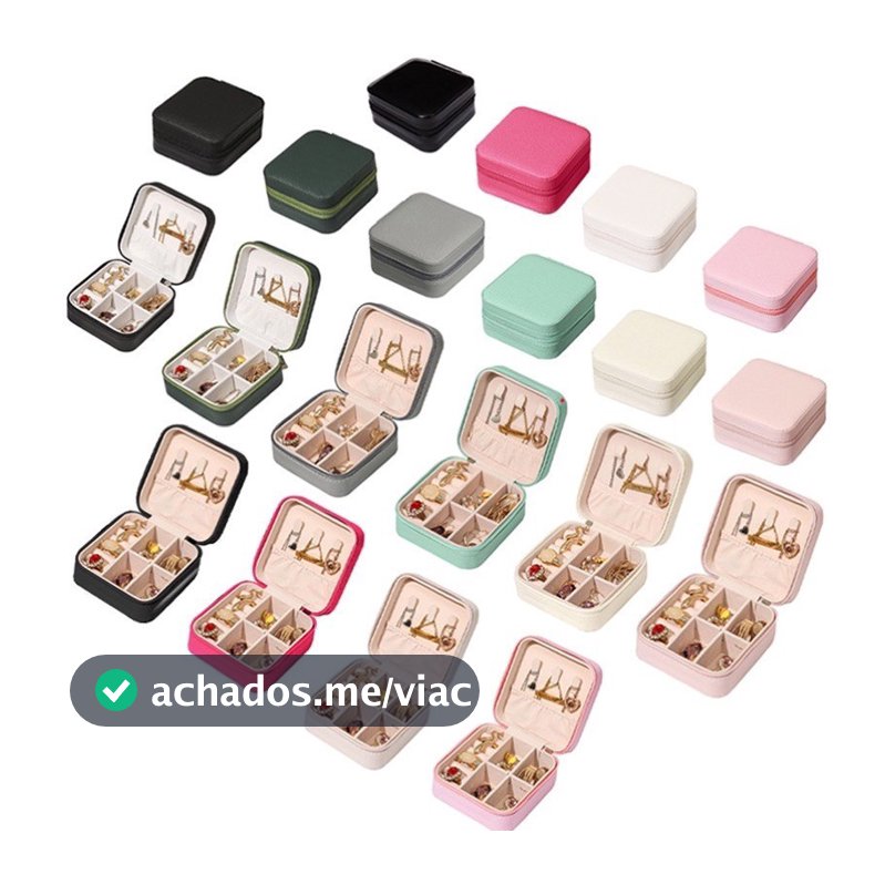 KIT5-20 Caixa De Joias Portátil Organizador Expositor De Jóias Viagem Caixas Botão Armazenamento Em Couro Com Zíper