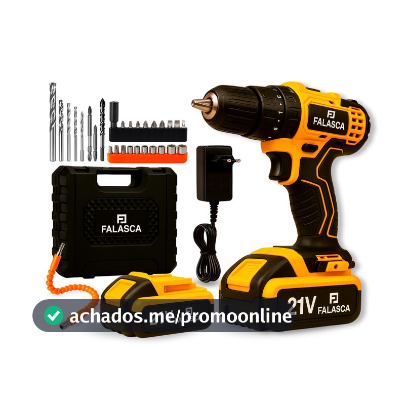 PARAFUSADEIRA E FURADEIRA A BATERIA PF21B2 21V COM DUAS BATERIAS F02 4979 - FALASCA