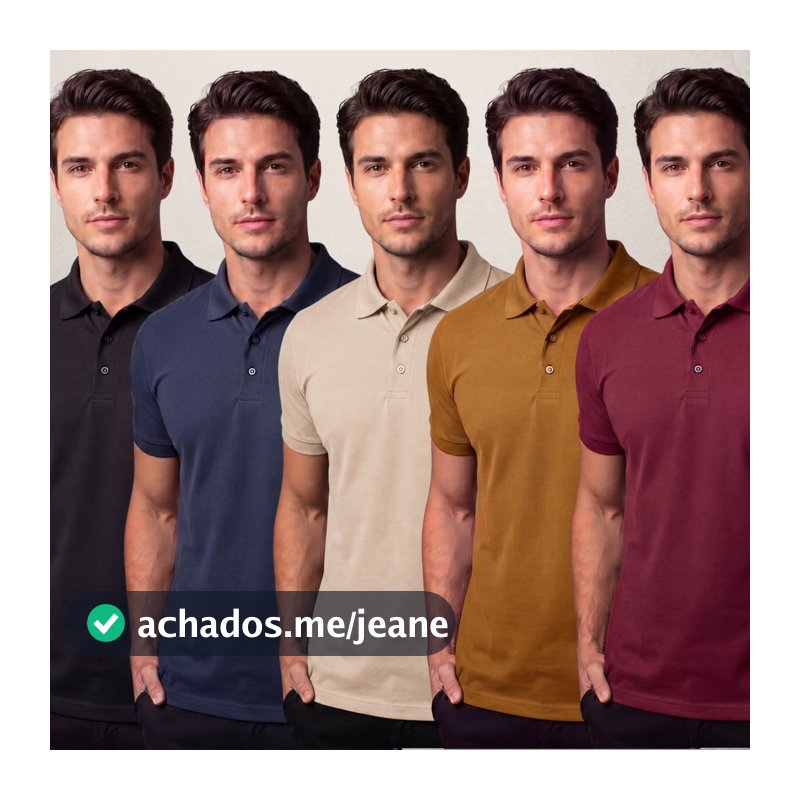 Kit 5 Camisa Polo Tecido Piquet Masculina Premium Básica e Confortável