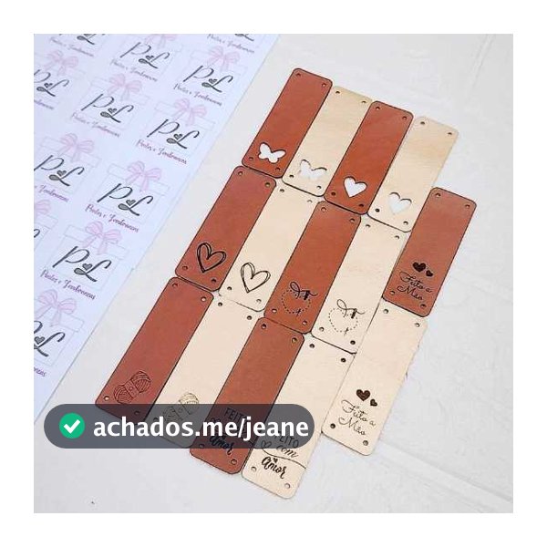 Etiqueta Couro Sintético - Artesanato, crochê - Para costura