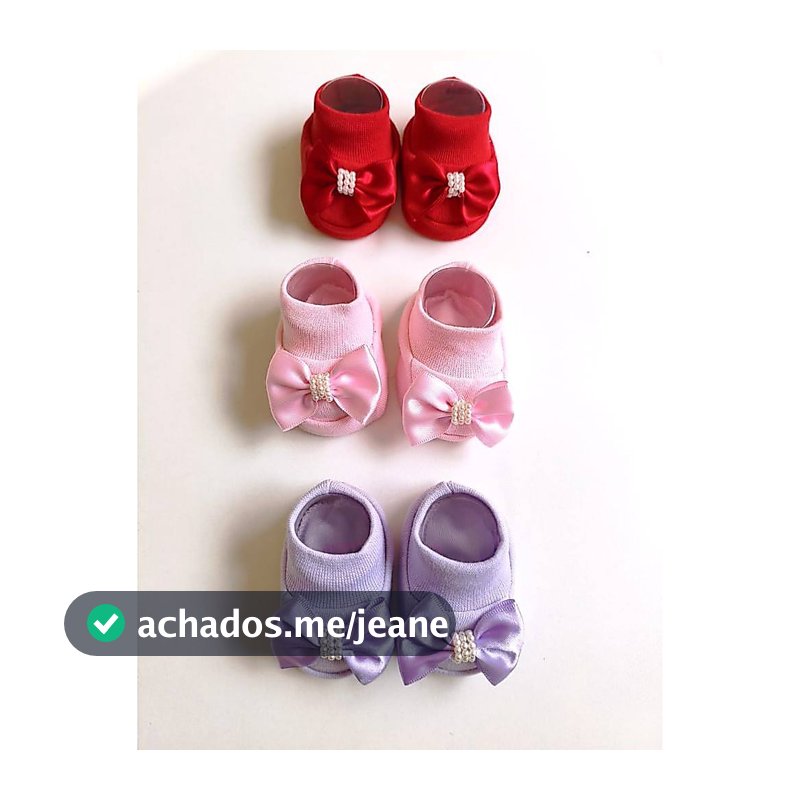 kit c/3 sapatinho de bebê recém nascido maternidade em malha luxo menina