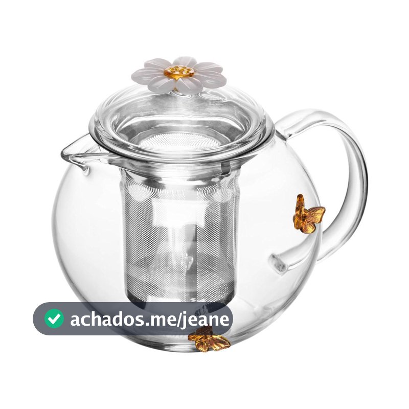 Chaleira com Difusor 600ml Vidro Borossilicato Sun Garden Wolff para Chá Infusões Servir Bebidas Quentes Mesa Posta Casa