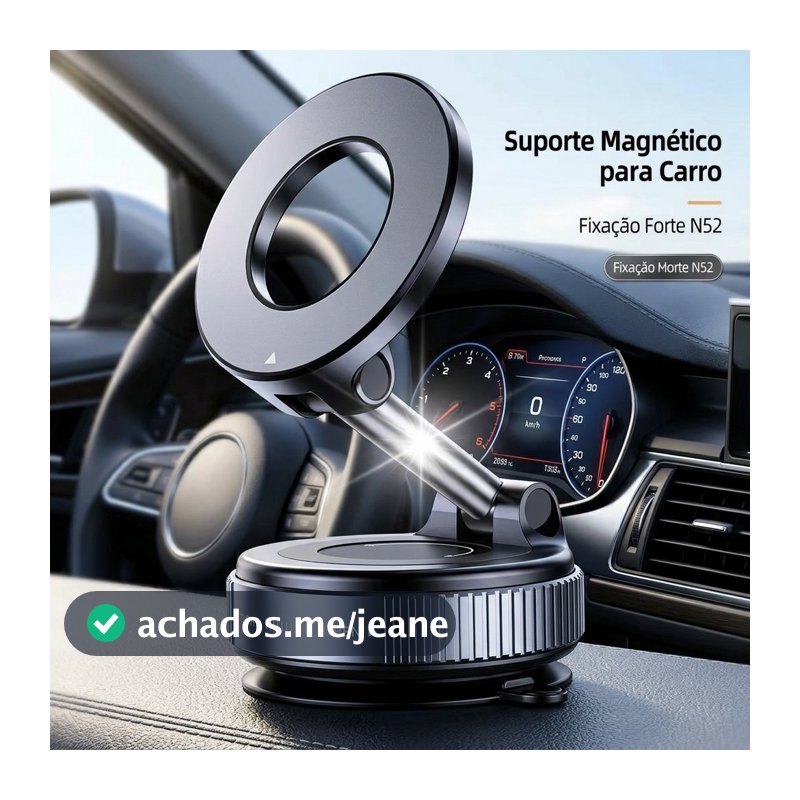Suporte Magnético Para Celular Ventosa a Vácuo Articulado 360 Veicular e Mesa Liga de Zinco MagSafe
