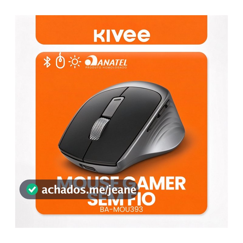 Kivee X Basike Mouse Sem Fio Bluetooth 2.4G Silencioso DPI Ajustável USB-C Ergonomico Bateria 600mAh MOU393