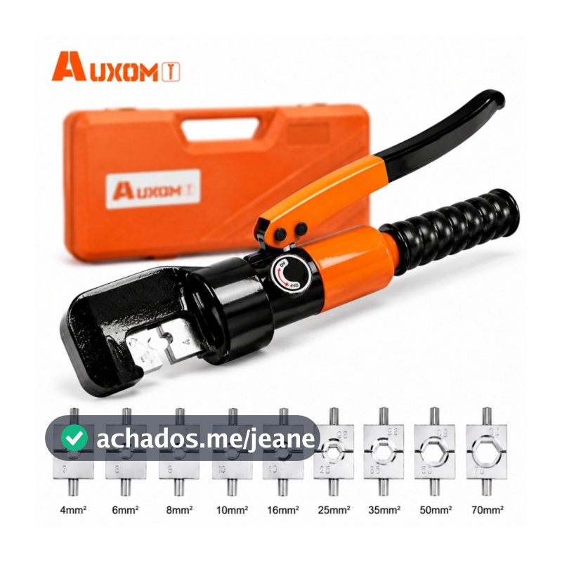 AUXOM Alicate Hidráulico Prensa Crimpa Terminais 4 a 70mm² para Cabos Elétricos (9 Matrizes)