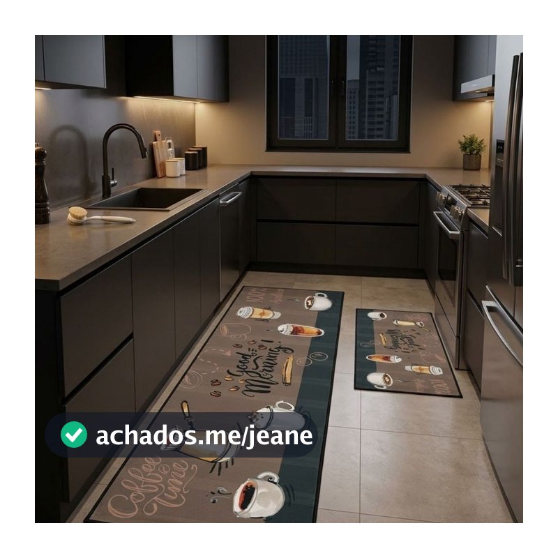 Jogo de 2 Tapetes de Cozinha Passadeira e Tapete Antiderrapante Emborrachada Resistente Qualidade