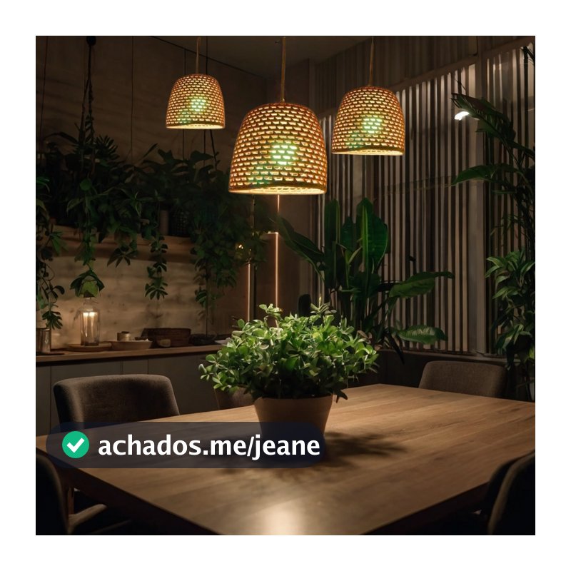 Kit 3 Luminárias Pendente De Teto Rustico Palha Natural Restaurante Jardim