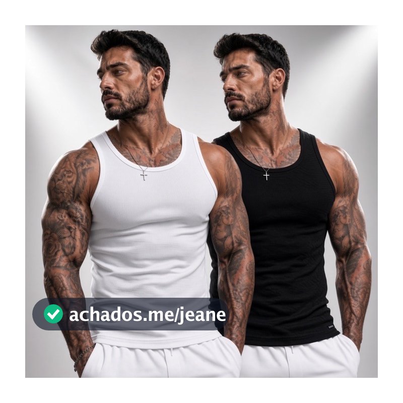 Kit 2 Regata Masculina Academia Canelada Ribana Masculina Americana Regata Masculina Algodão e Poliamida