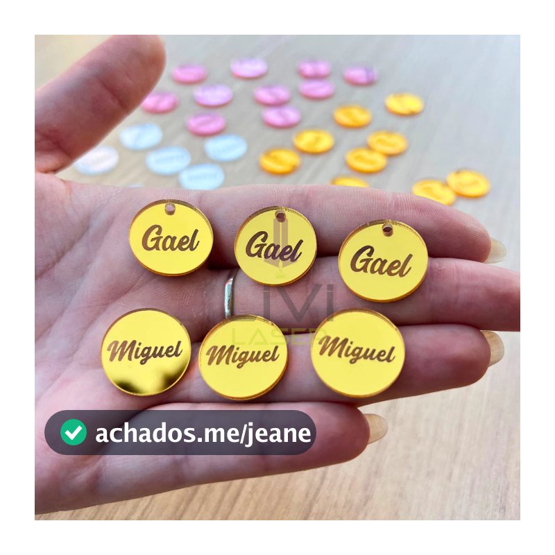 Tag Personalizada Em Acrílico Com Nome Logo 2cm Etiqueta Aplique