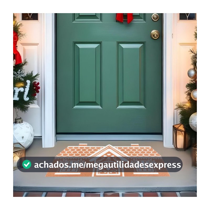 Tapete De Porta Capacho Divertido Premium Natalino Casa de Biscoito 3d 60X40 Nt066