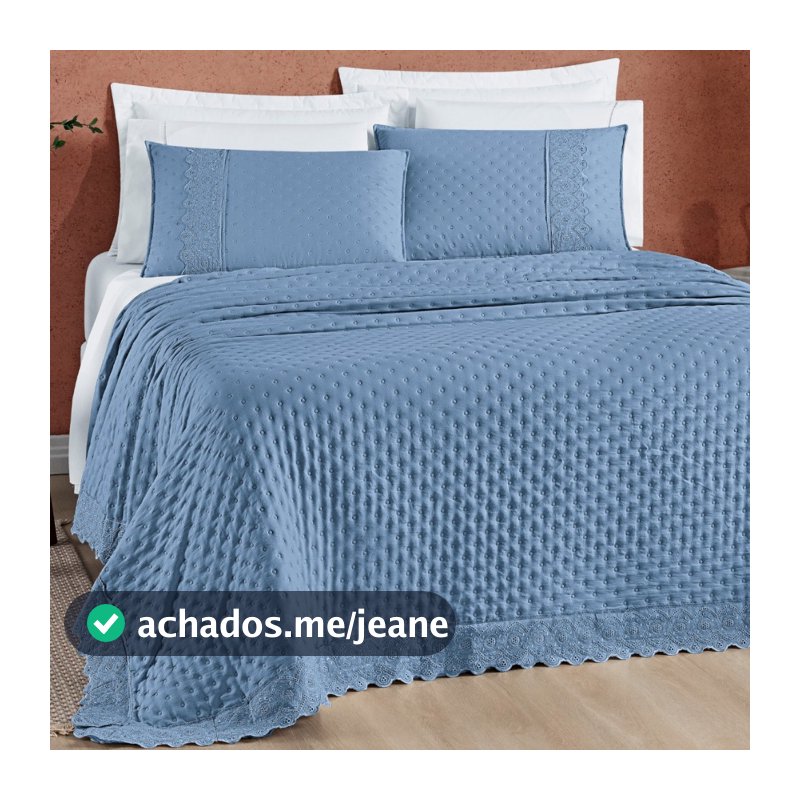 Colcha Casal Queen Size London 200 Fios Bordado Inglês Super Elegante
