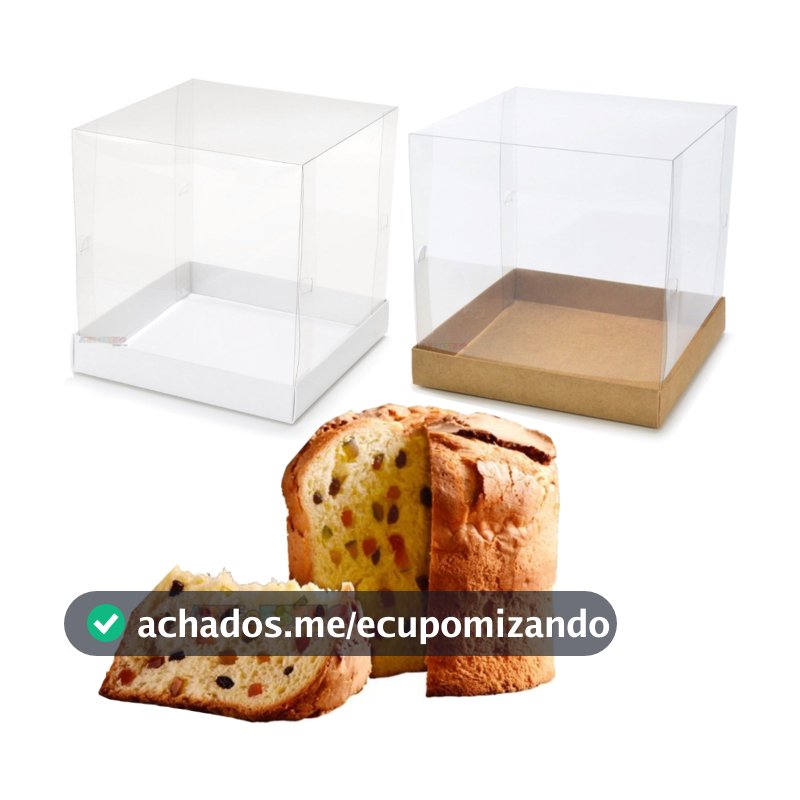 10 Caixas Acetato Pet 15X15X15 para Mini Bolo, Panetone, Presentes 500 gramas Tampa Transparente