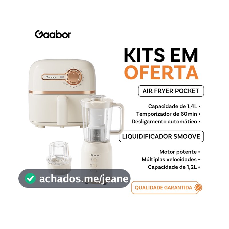 [Oferta Combinada]Gaabor Air Fryer 1,4L Controle de Temperatura Timer Unico + Eletrodomésticos de cozinha