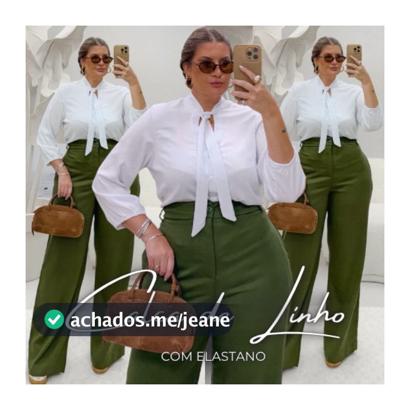 Calça pantalona de linho com elastano alfaiataria plus size e slim size moda feminina
