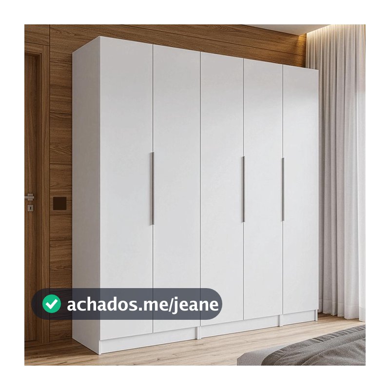 Guarda-Roupa Modulado 200 cm 5 Portas 2 Gavetas Branco Neo Madesa 02