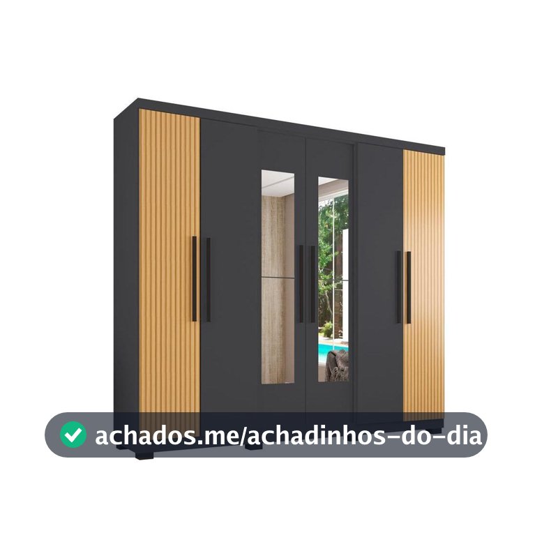Guarda- roupa Casal com Espelho 6 Portas 4 Gavetas Araplac Braga