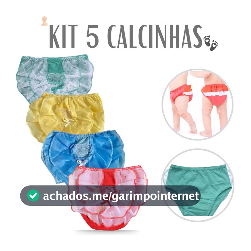 Kit 5 Calcinha Bunda Rica Infantil Tapa Fralda