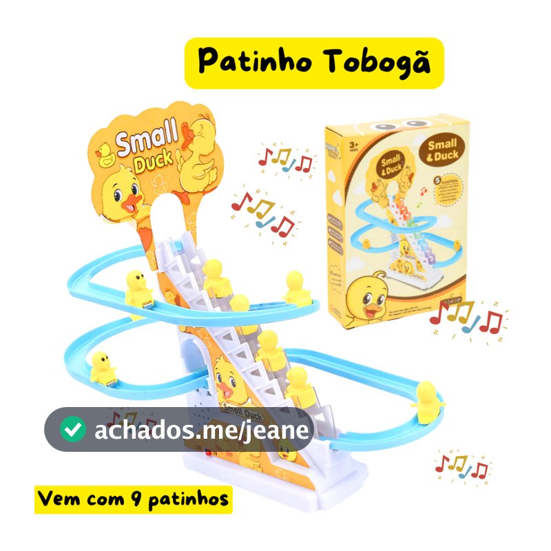 Brinquedo Pista Pato Patinho Escorrega Tobogã Escada Musical com Som e Led Menino e Menina