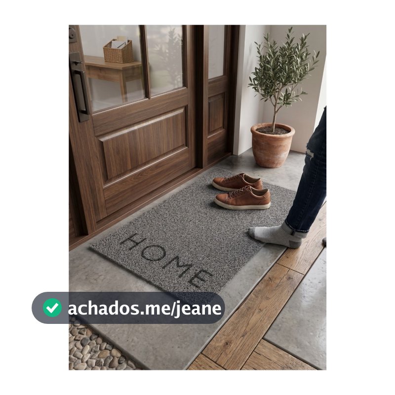 Tapete Porta Entrada Casa Capacho Vinil Terral Home Cinza 40x75cm