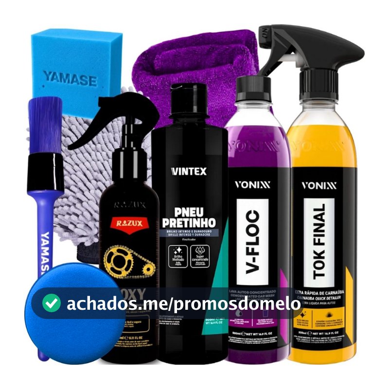 Kit Produto para Lavar Moto Cera Shampoo Desengraxante Pretinho Limpador de Corrente Vonixx