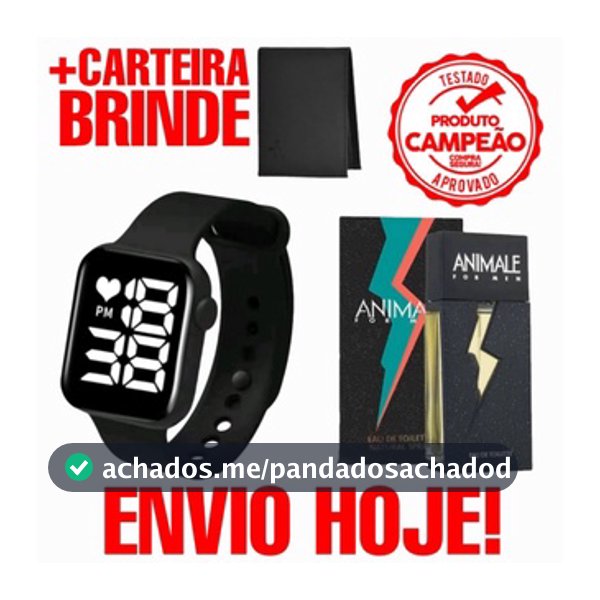 Kit Masculino Relógio Digital+  Perfume Animale + Carteira temdetudo Premium Mega promoção