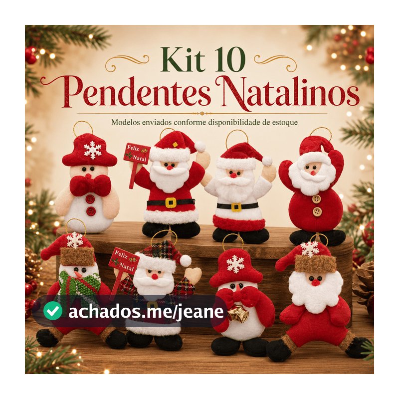 Kit 10 Pendentes Natalinos Sortidos 12cm Papai Noel e Boneco de Neve Enfeites para Árvore de Natal e Guirlanda